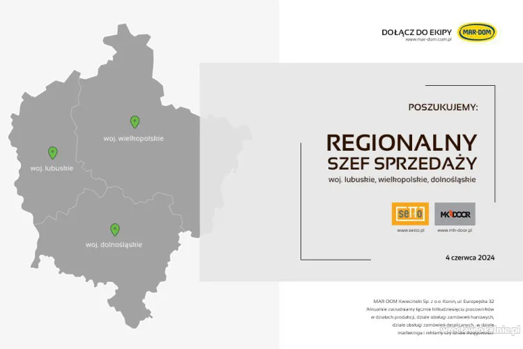 Regionalny szef sprzedaży - woj. dolnośląskie, lubuskie, wielkopolskie