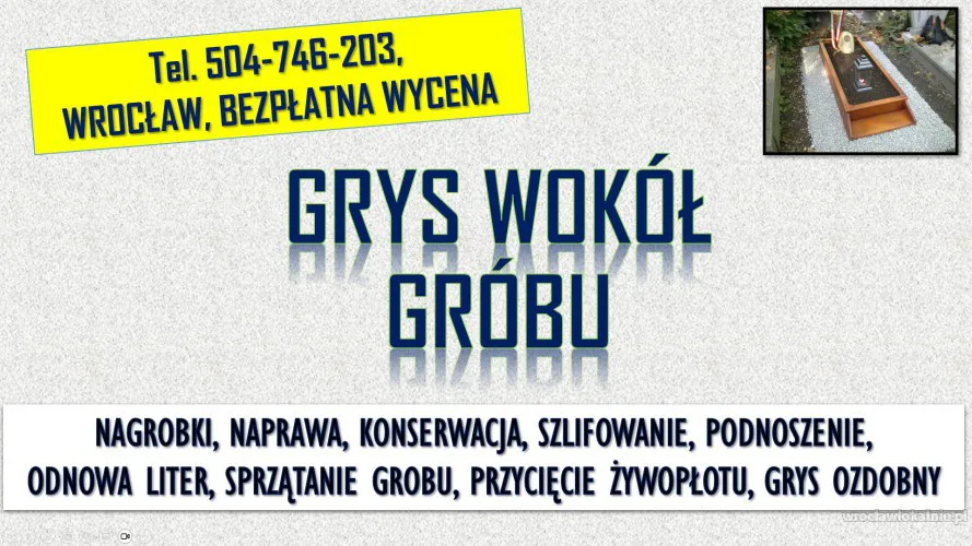 Żwirek wokół grobu na cmentarzu tel. 504-746-203, Wrocław. Kamienie