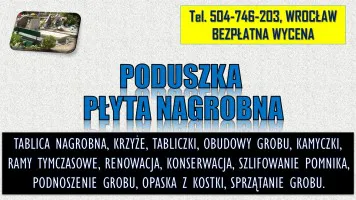 Tablica, poduszka na pomnik, tel. 504-746-203, Wrocław, książka,